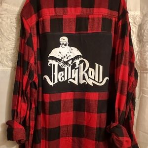 JELLY ROLL GRAPHIC UPCYCLED RED FLANNEL UNISEX SZ 3X